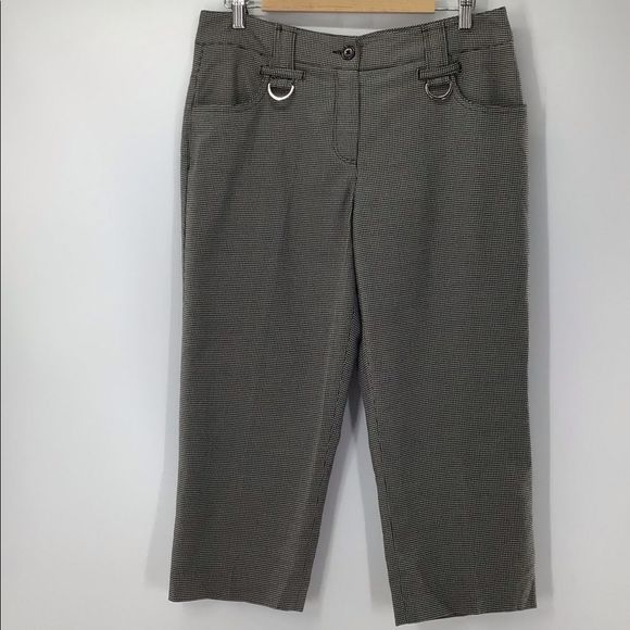 Larry Levine Black White Cropped Pants Excellent Used Condition Size 10 - Picture 3 of 6